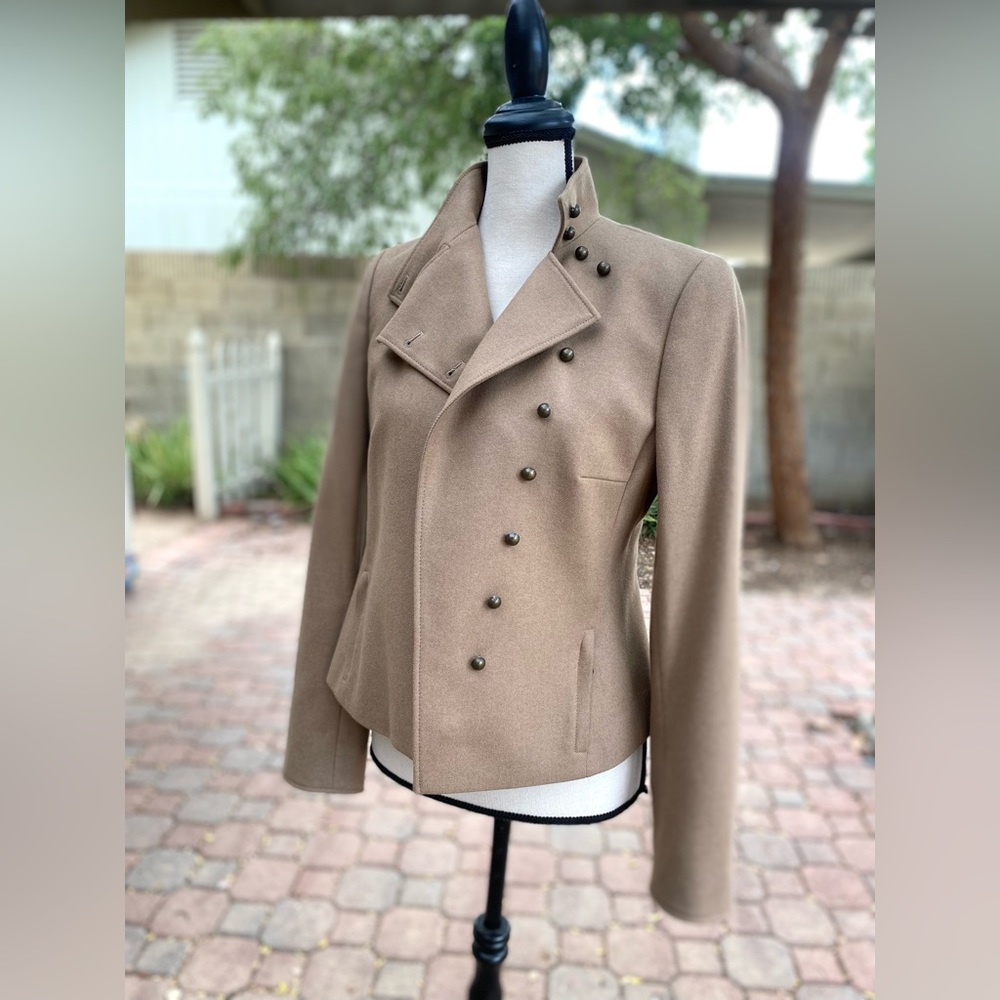 Akris Punto camel color wool angora military style jacket- Small/6 - Picture 4 of 9